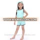 Hot Sale Children Boutique Clothing Wholesale Blue Top Matching Cotton Shorts With Hairband Outfits Baby Girls Sports Outfits