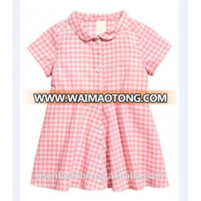 New Design Gingham Collar Shirt Fashion Tartan Cute Pattern Girl Dress